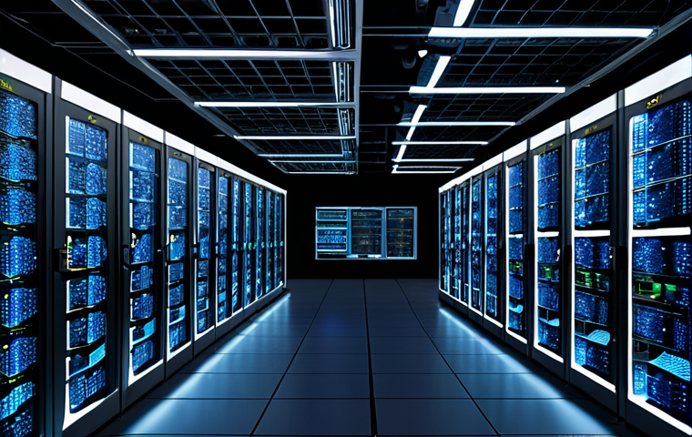 **Image Prompt:** A futuristic data center filled with racks of specialized AI chips (GPUs, ASICs, FPGAs) glowing with activity. Cables are lit with data streams, converging on a central server. In the foreground, a holographic display shows real-time performance metrics and resource allocation graphs, showcasing efficient AI infrastructure management.