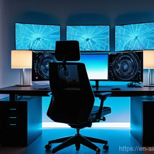 하드웨어 가속기를 활용한 AI 연구 동향 - **AI Developer's High-Performance Workstation**
    "A wide-angle, cinematic shot of a modern, well-...