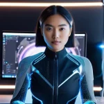 AI 하드웨어 가속기 구매 가이드 - **Creative Flow Unleashed with AI Hardware**
    A focused young woman, in her late 20s, with a dete...