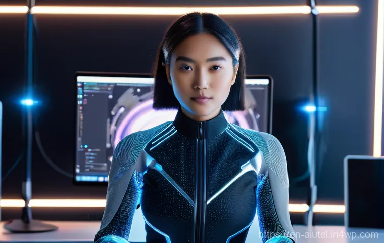 AI 하드웨어 가속기 구매 가이드 - **Creative Flow Unleashed with AI Hardware**
A focused young woman, in her late 20s, with a dete...