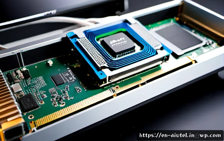 Home 17 AI 하드웨어 가속기와 CPU의 연계 - Photorealistic close-up of a modern workstation showing a compact AI hardware accelerator card conne...